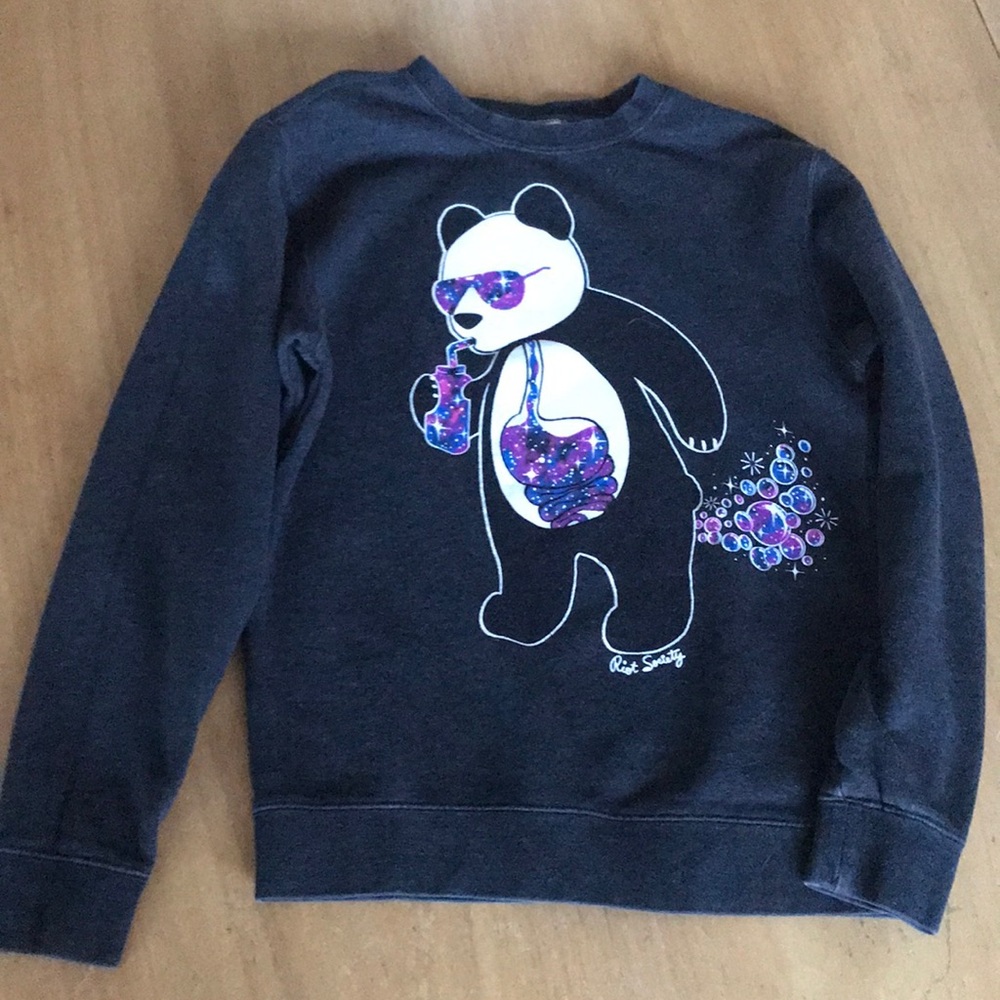 Panda drinking the juice sweatshirt